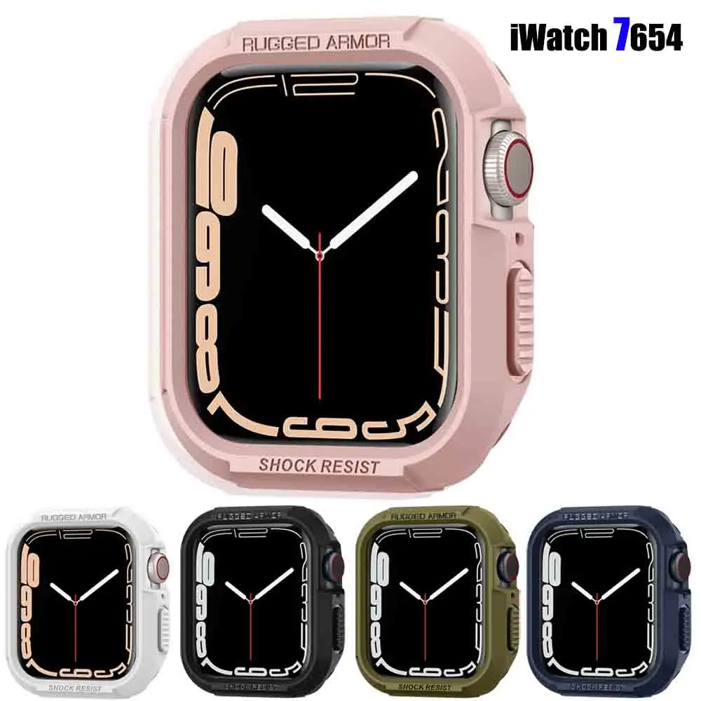 

Rugged Armor watch cover for Apple Watch Case 45mm 44mm 40mm Tpu soft Shockproof Protective bumper iwatch 4 5 6 SE 7 Accessories