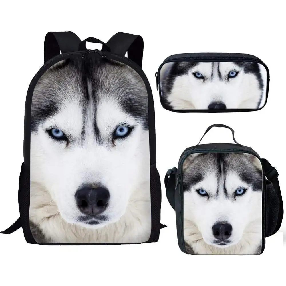 Детские школьные ранцы для мальчиков и девочек, рюкзак с милой собакой хаски и 3D принтом, школьный портфель для книг на плечо для подростков