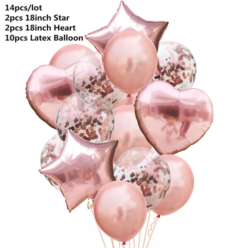

Розовые золотые латексные шары Globos, набор из 14 штук