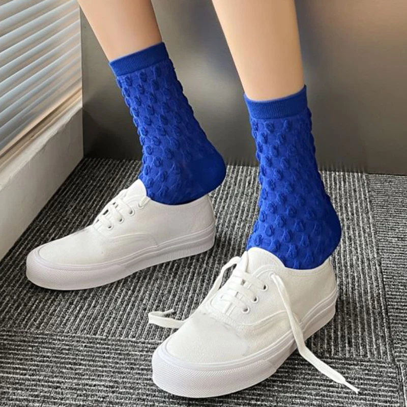 10 Pair Cute Bubble Decoration Women Socks Set Candy Color Autumn Winter Long Skateboard CottonSocks High Quality Fashion Sokken