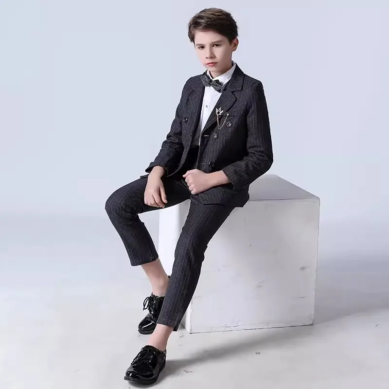Костюм для мальчиков в полоску свадебный костюм детской фотосъемки на выпускной