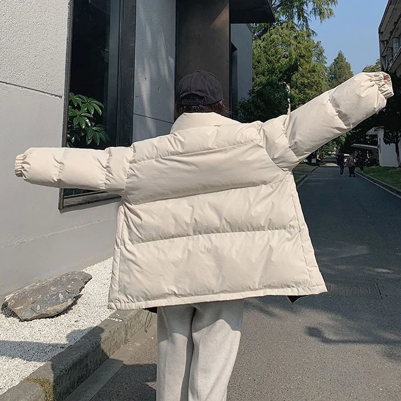 Autumn Winter New Patchwork Parka Women New Korean Fashion Loose Thicken Long Sleeve Stand Collar Puffer Jacket Mujer