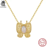 orsa jewels genuine natural opal butterfly necklace soild 925 sterling silver gemstone pendant necklace for women jewelry gmn36