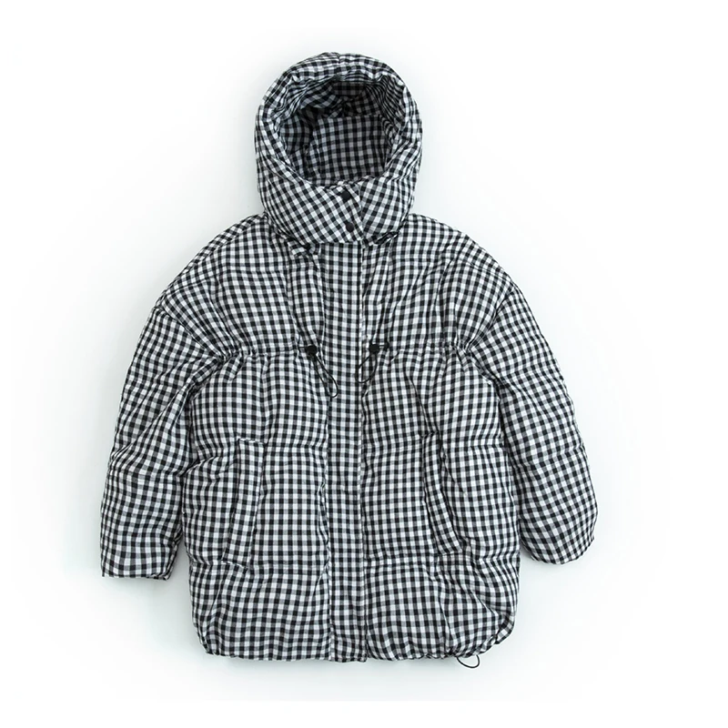 Harajuku Ins Plaid Hooded Parka Winter Jacket Women Coat 2022 New Korean Fashion Female Oversized Thick Warm Casual Loose Jacket