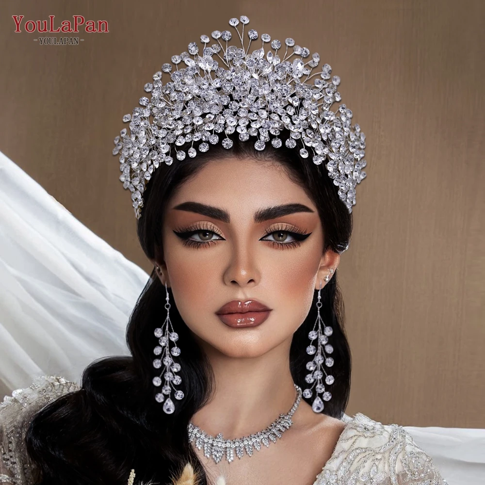 

YouLaPan HP376 Bridal Tiara and Crown Wedding Hair Accessories Luxury Rhinestone Women Headband Bride Headwear Queen Headdresses