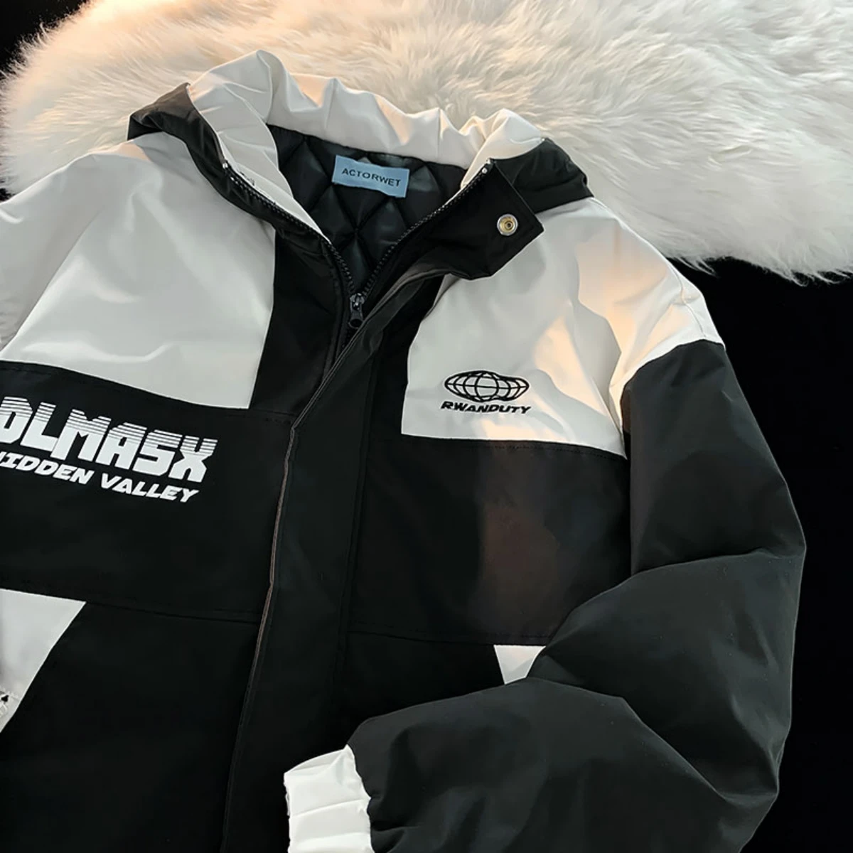 American High Street Machine Nengfeng Hooded Cotton Padded Jacket Women's Winter Hiphop Fashion Label Thickened Couple's Cotton