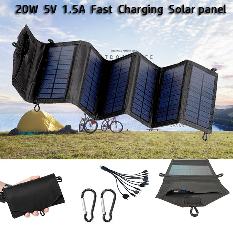 

Camping Portable Folding Outdoor Solar Panel 20W /5V /USB Solar Panel Folding Pack Charging Solar Battery Charger