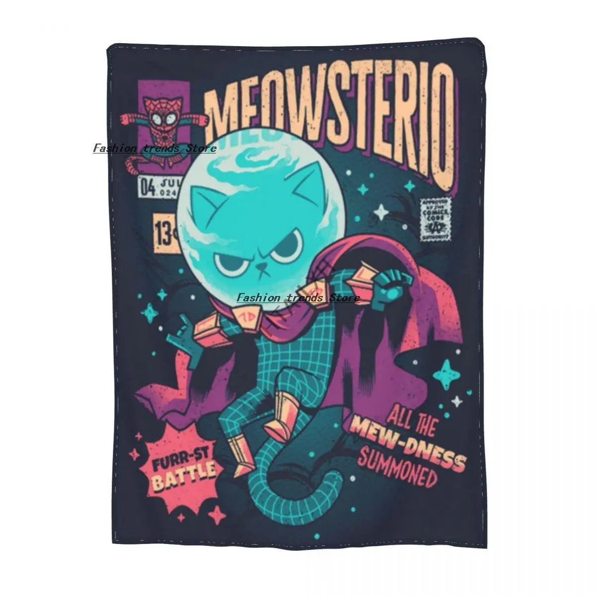 

Meowsterio from Qwertee Sherpa Blankets Ultra Soft Flannel Fleece Throw Blankets for Couch Sofa Bed