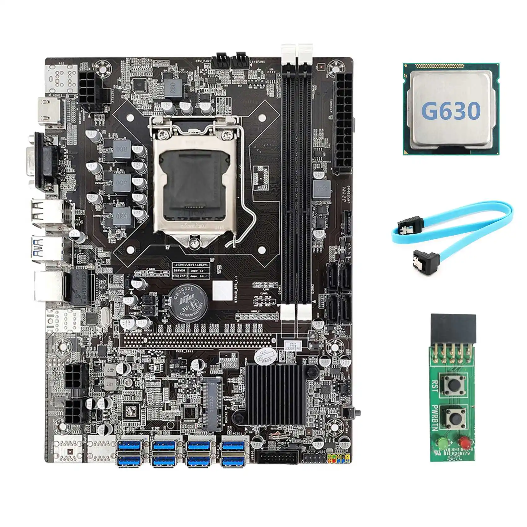 

Материнская плата B75 USB ETH для майнинга 8XUSB3.0 + G630 CPU + коммутационная плата + SATA кабель LGA1155 DDR3 B75 USB Майнер материнская плата