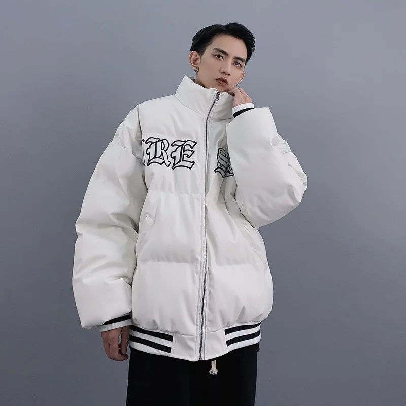 Autumn and Winter New Velvet Warm Down Jacket Fashion Trend Casual All-match Simple Long-sleeved Cardigan Solid Color Jacket