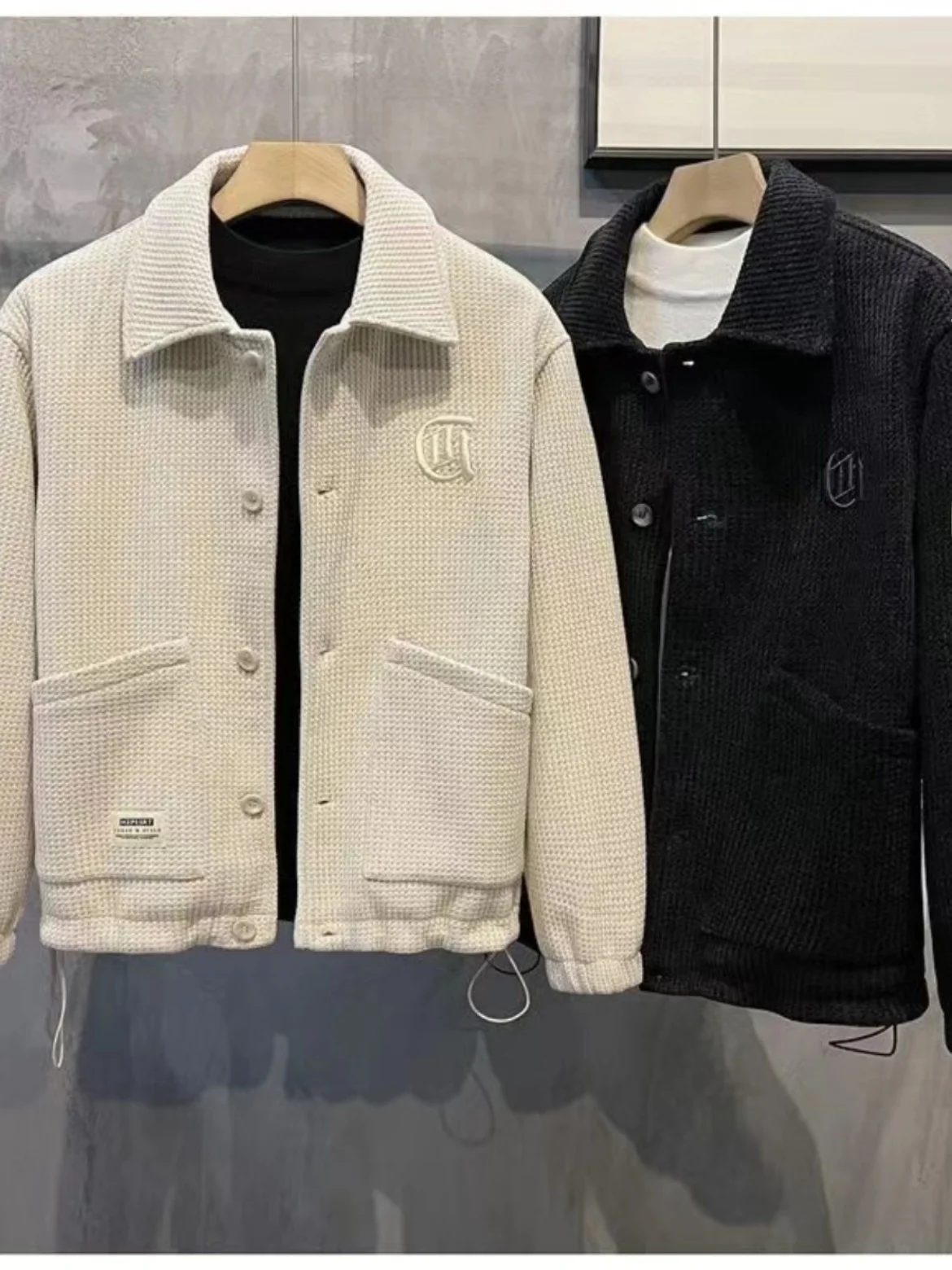 Осенне-зимняя новая мужская куртка с вышивкой на лацканах корейская красивая