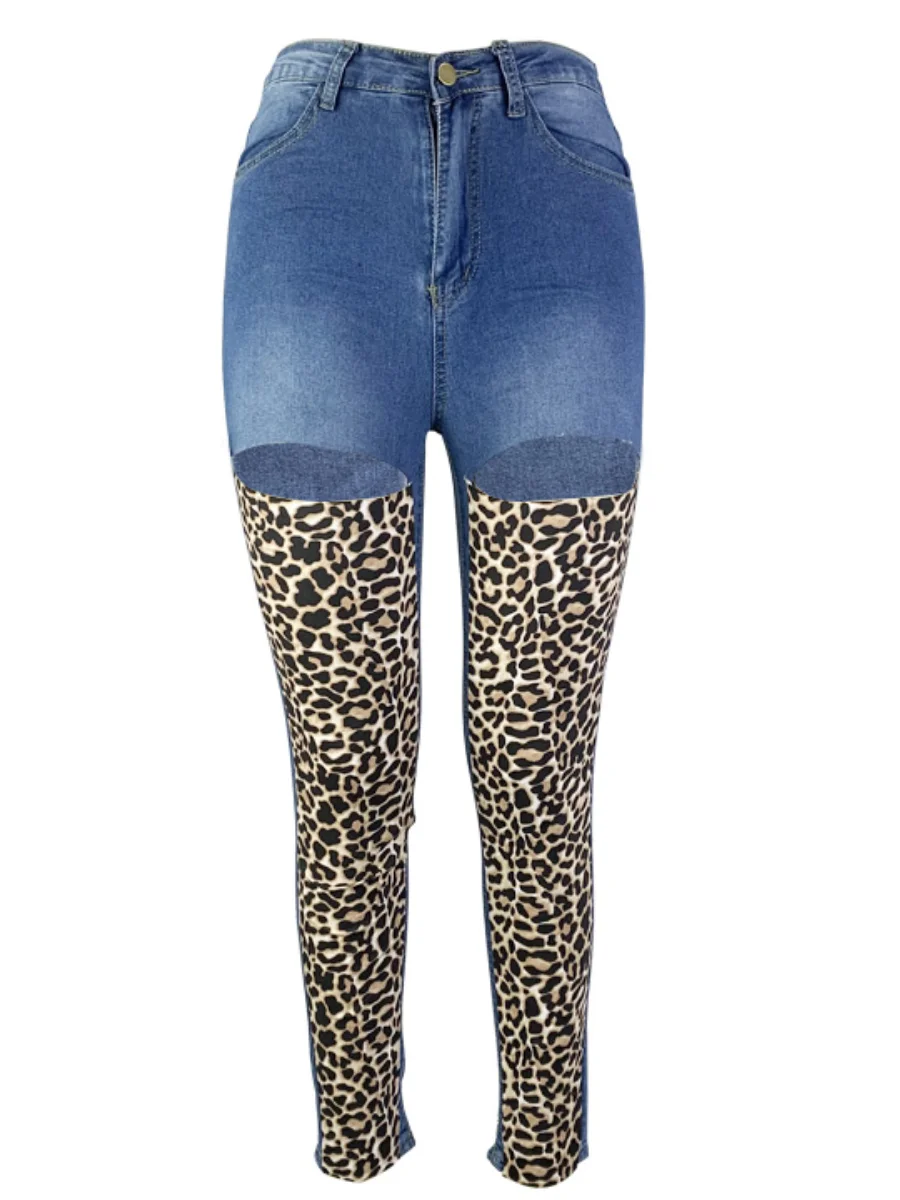 

LW Stretchy Leopard Print Ripped Jeans