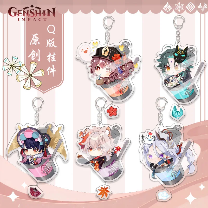 

Anime Genshin Impact Kaedehara Kazuha Barbara Gunnhildr Acrylic Keychain Badge Cartoon Cosplay Key Chain Pendant Props Accessory