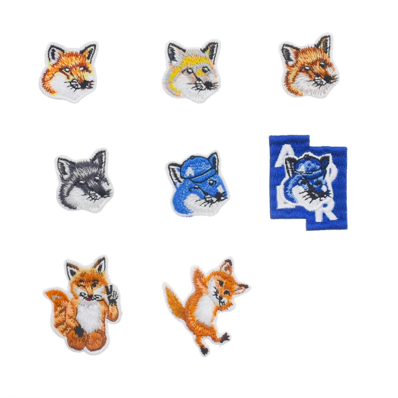 

Cute Fox Embroidered Brand LOGO Patches For Clothes Bags Applique Embroidery Patches Iron On Patch Diy Sewing Crafts