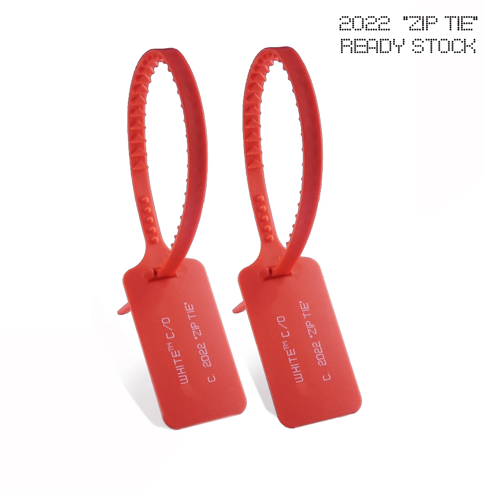 

100Pcs New 2022"ZIP TIE" Off Labels White Sneaker Brand Logo Hang Tags Seals in Stock Running Shoes Decoration 300mm/11.8"