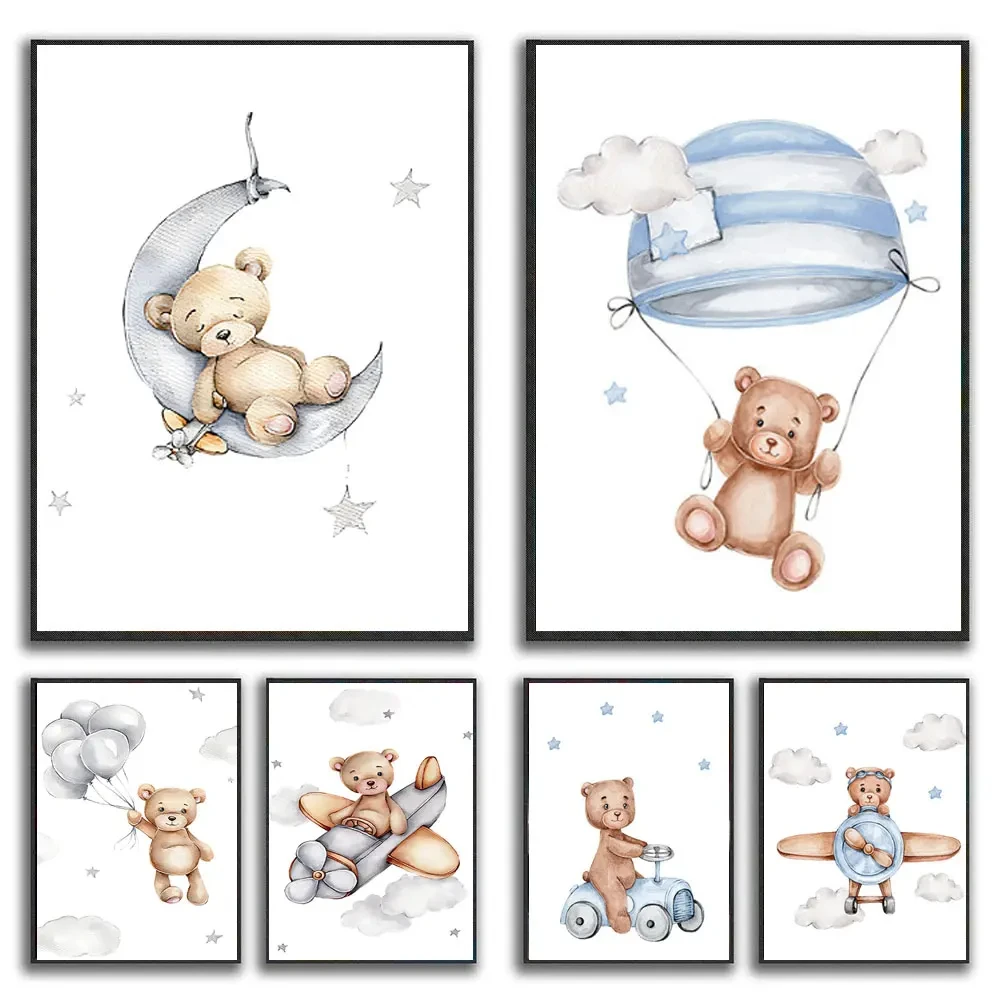 Холщовые картины с животными для украшения детской спальни плакат