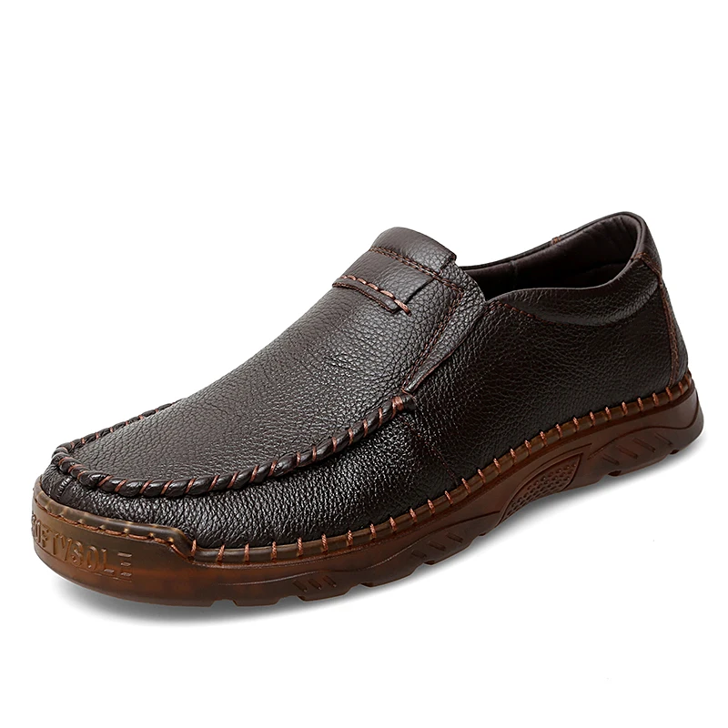 

Hight Qualaty Men's Genuine Leather Shoes for Men Loafers Slip-On Adult Shoes Breathable Wear-resisting Soles Plus Size 39-47