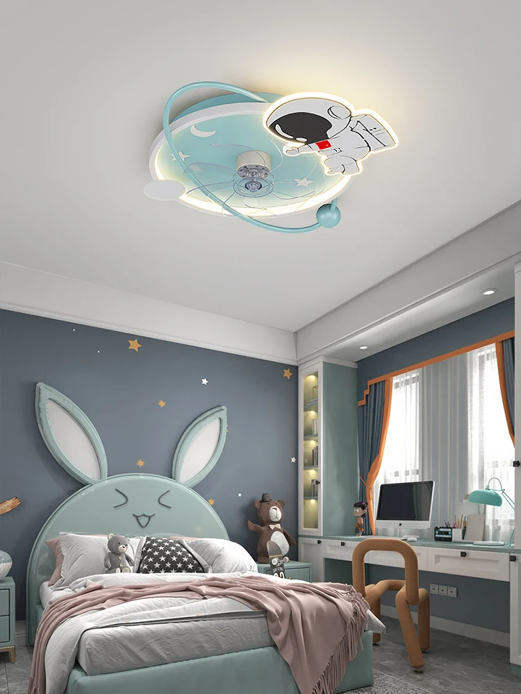 

Children's Room Bedroom Ceiling Internet Celebrity Astronaut Fan Lamp 2023 New Invisible Integrated Boys and Girls Room Light