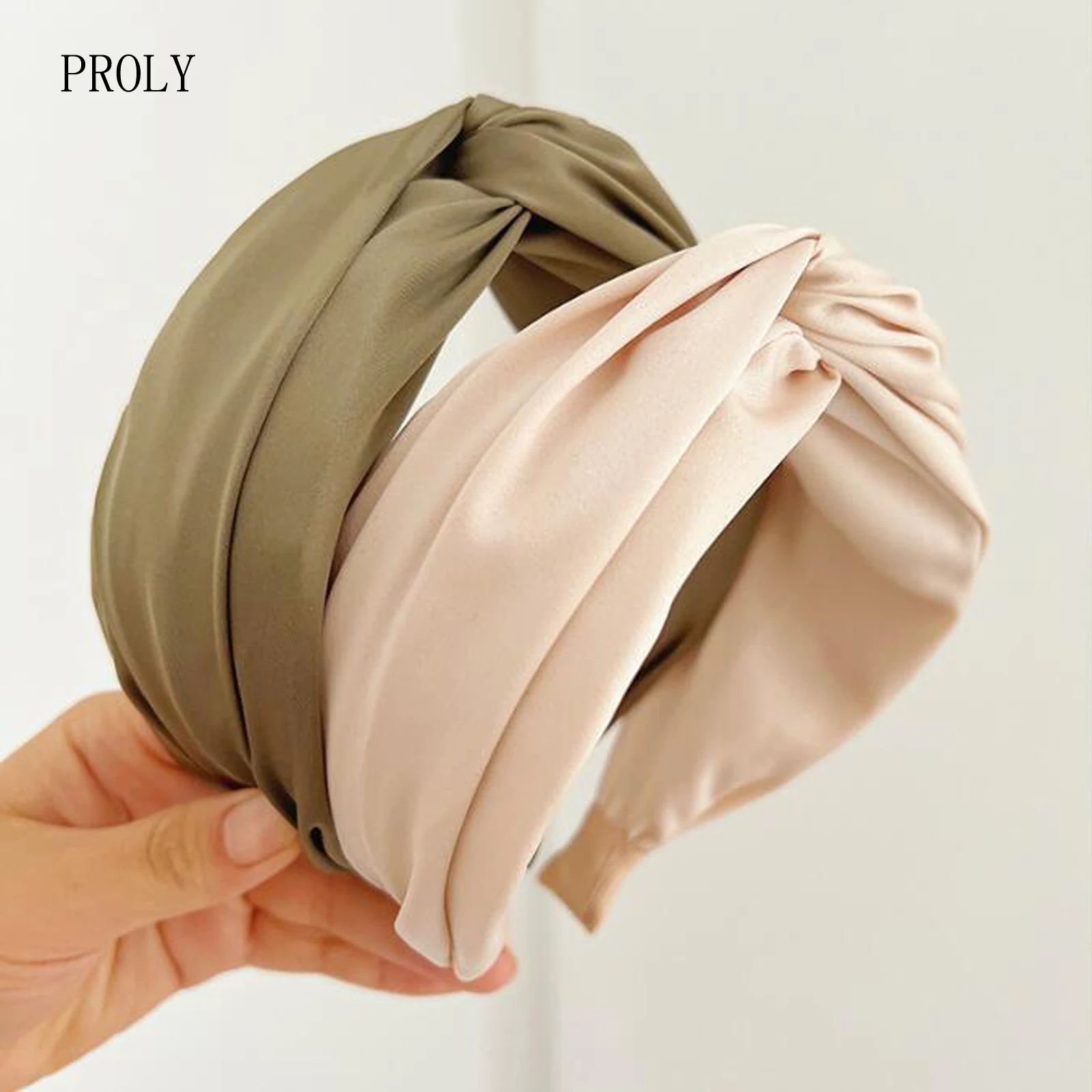 PROLY New Fashion Women Headband Wide Side Solid Color Headwear Cross Knot Turban Autumn Hairband Hair Accessories Wholesale