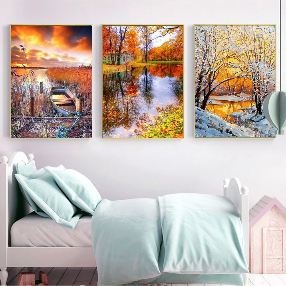 

Алмазная живопись HUACAN 5D «сделай сам», осенняя Алмазная вышивка, пейзаж, набор мозаики, декоративные картины