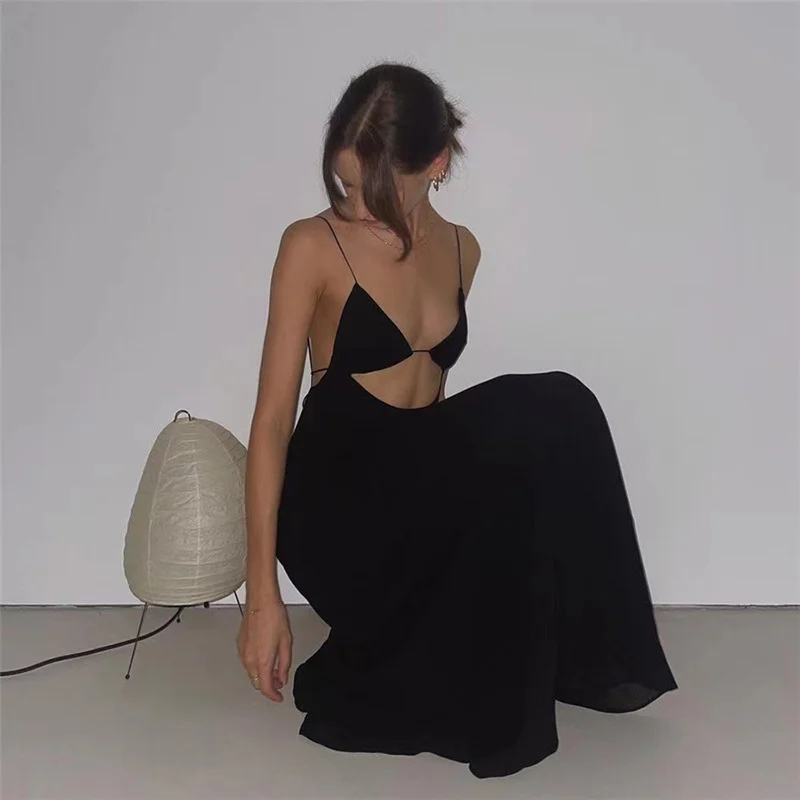 

Sylph Lace Up Women Strap Midi Dress Backless Cut Out V Neck Sundress Party Elegant Birthday Evening Beach Holiday Wholesale