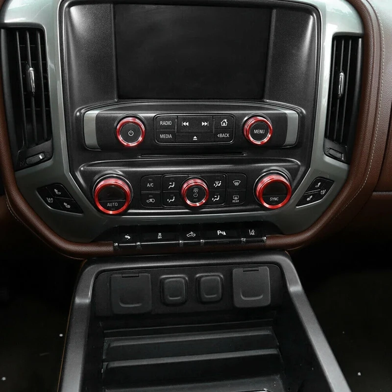 8Pcs Car Styling Accessories Central Control Switch Button Knob Ring Trim Cover for Chevrolet Silverado 2014-2018 |