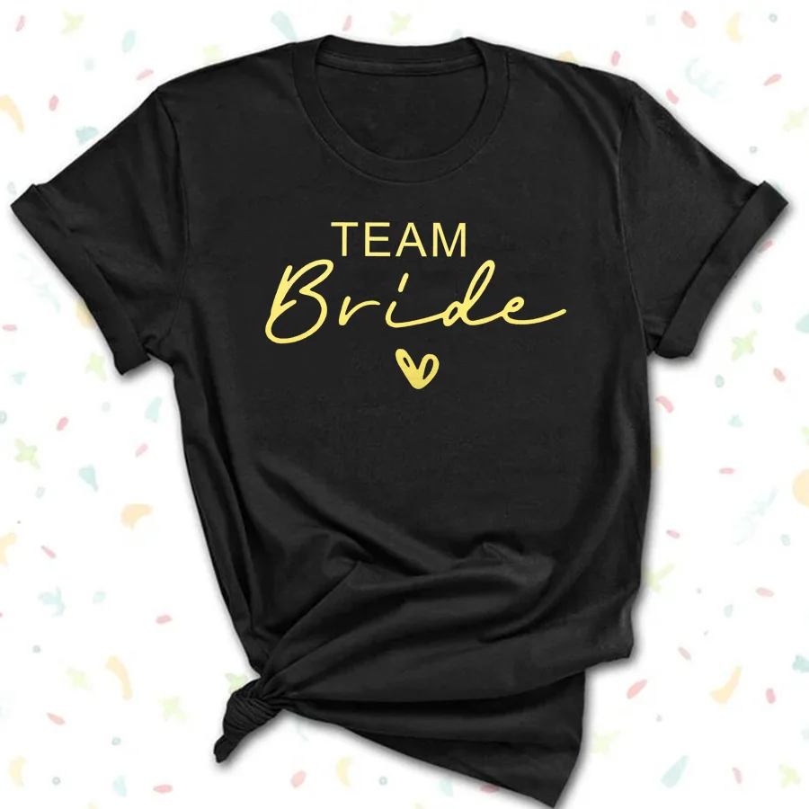 Women Cotton T Shirt Team Bride Bachelorette Party Shower Hen Bridesmaid Print T-Shirt 2025 Girls Wedding Female Tops