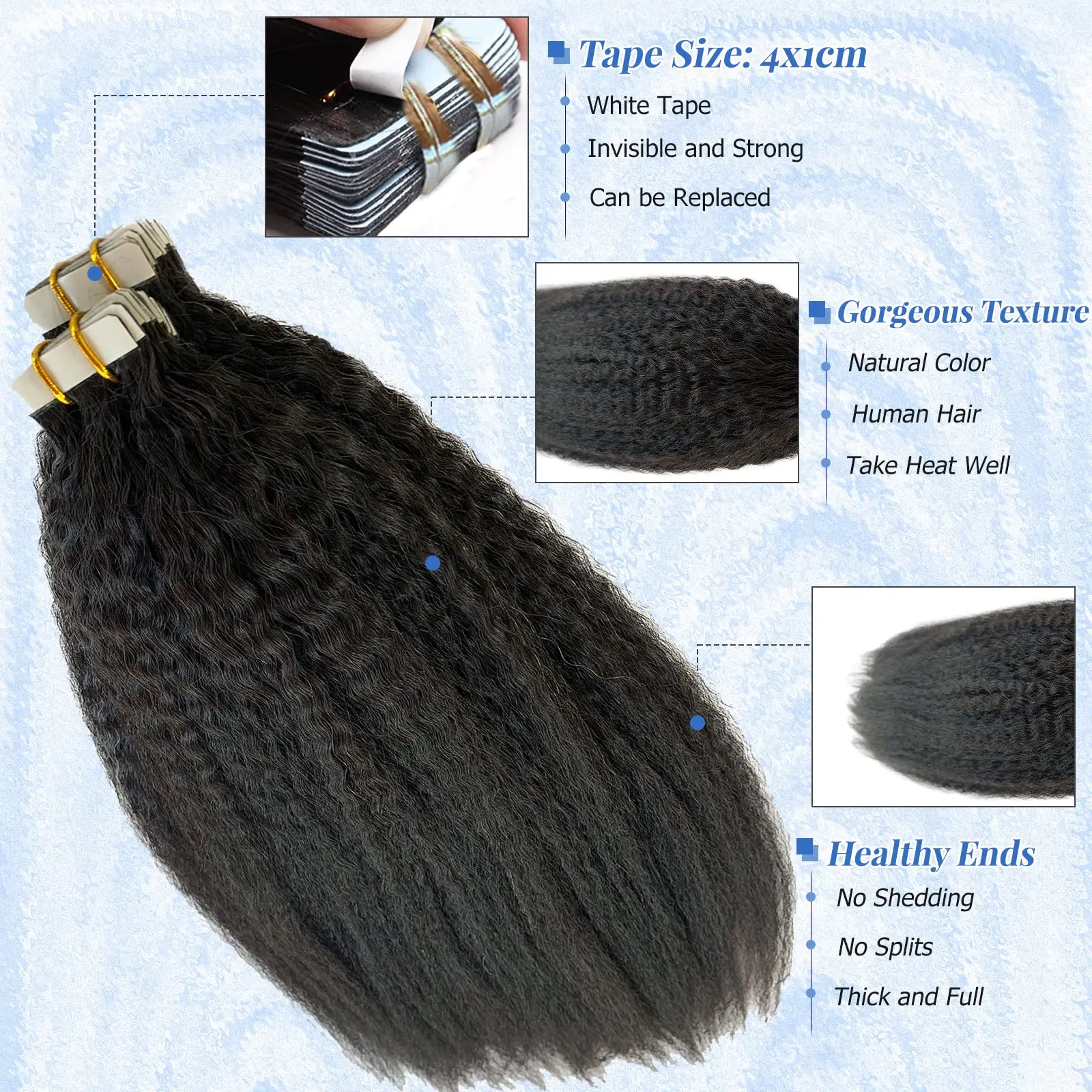 Angelove Remy Hair Tape Extensions Прямые вьющиеся на шнуровке 100% наращивание человеческих