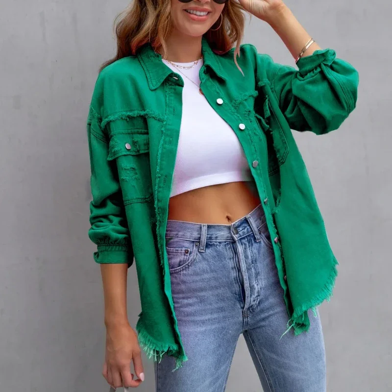 Женское ковбойское пальто новинка 2023 года короткая укороченная джинсовая куртка