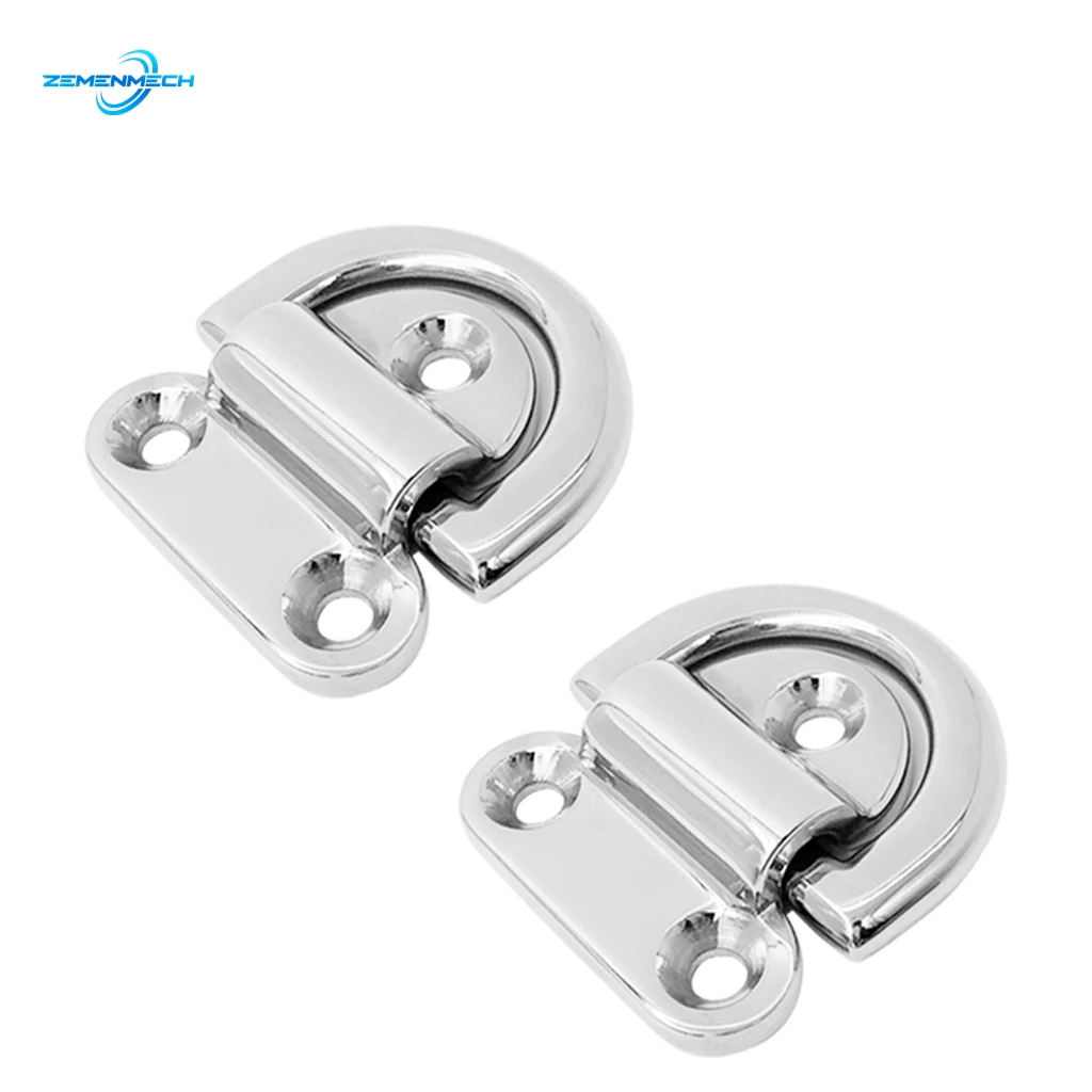 

2PC 316 Stainless Steel 6mm Boat Lashing D Ring Tie Down Cleat for Yacht Motorboat Truck Mirror Polish Marine Grade Yacht Marine