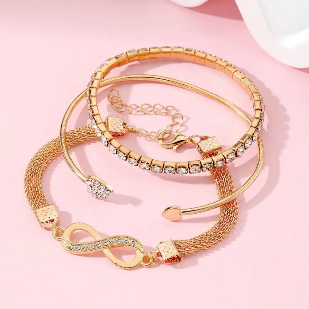 3 шт./компл. женские браслеты со стразами полые бесконечные символы сердце