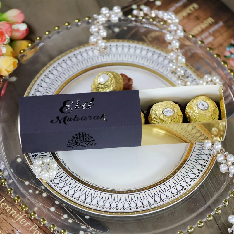 

5/20/100pcs EID Mubarak Candy Dragee Box Ramadan Decor Muslim Islamic Festival Party Gift Packing Box Ramadan Kareem Eid Al-Fitr