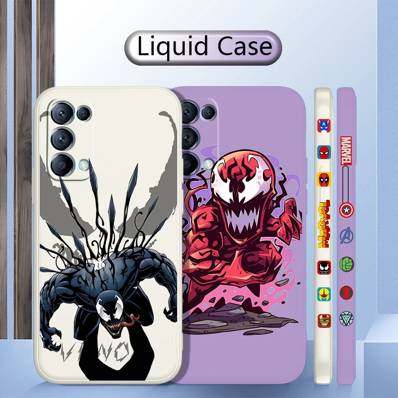 

Mini Marvel Venom For OPPO Realme GT Neo 3 2 Master 8 9 Narzo 50A 50i Reno 7 Liquid Left Rope Silicone Phone Case