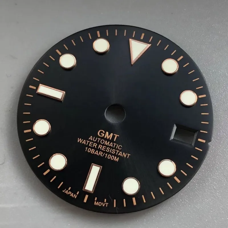 

Новые запасные аксессуары для часов S-New 29 мм солнцезащитный принт чёрная буква GMT четырехконтактный циферблат адаптер NH34 механизм