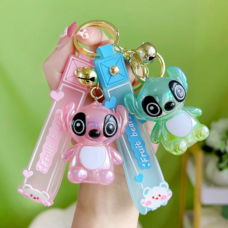 

Disney Stitch Keychain Anime Cartoon Creative Crystal Acrylic Lilo & Stitch Cute Doll Keyring Key Chain Car Pendant Kid Gift