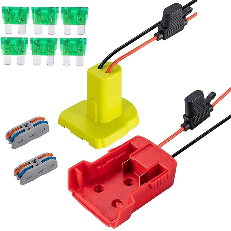 

Power Wheel Adapter For Ryobi 18V & MK M18 18V Battery With Fuse & Wire Terminals, Power Connector 14 Gauge Robotic