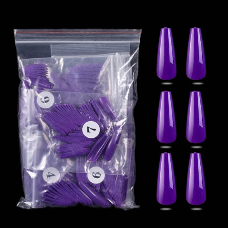 

500Pcs Colorful Acrylic False Long Coffin Nails Fake Nails Flat Shape Art Tips Natural Full Cover Fake Nail Tips Manicure Tools