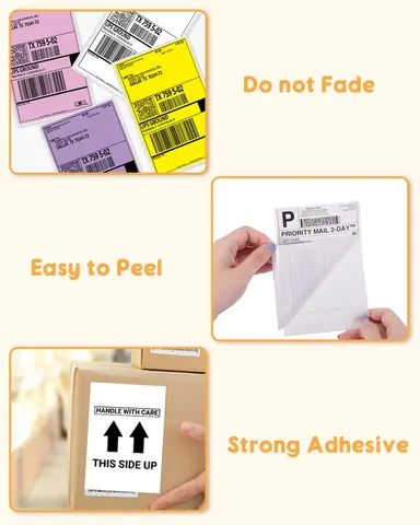 Термоэтикетки Phomemo 100 шт., 100x150 мм, розовые, белые, фиолетовые, желтые