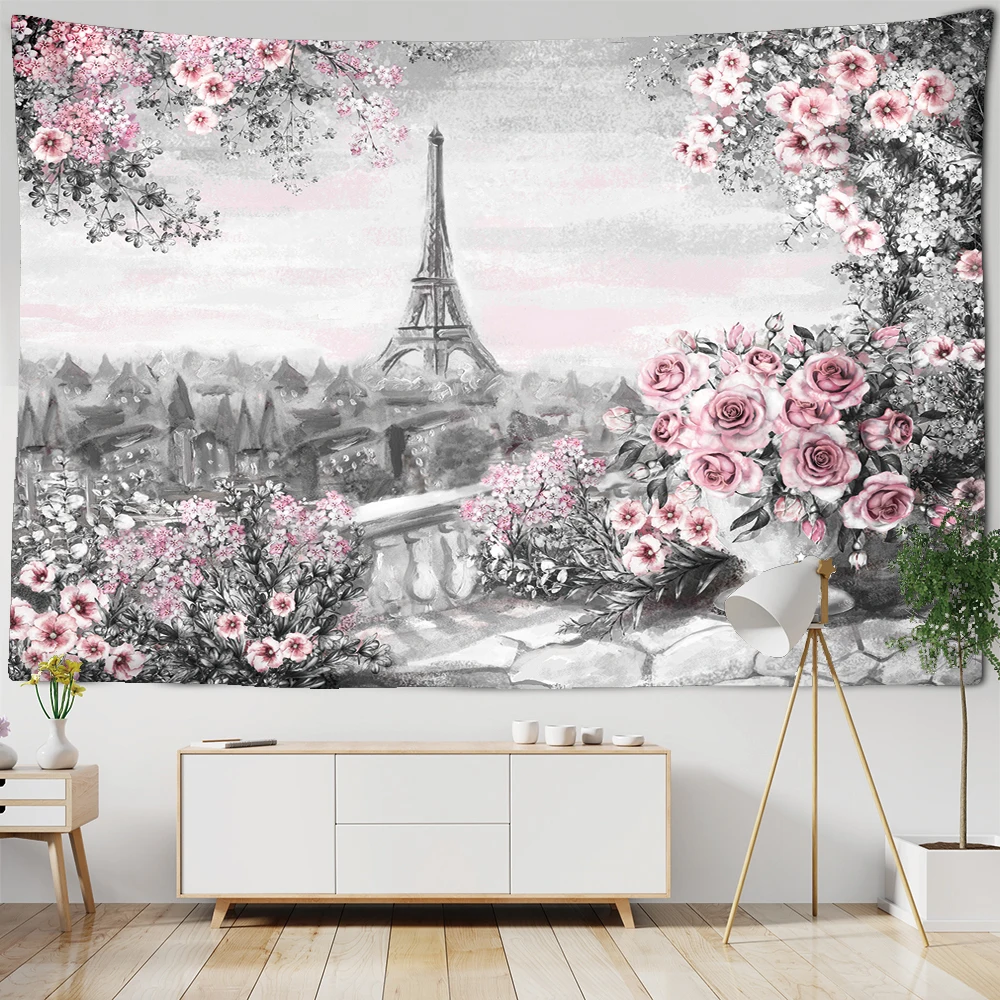 Красивый пейзаж башни с принтом гобелен настенный хиппи полиэфирная ткань
