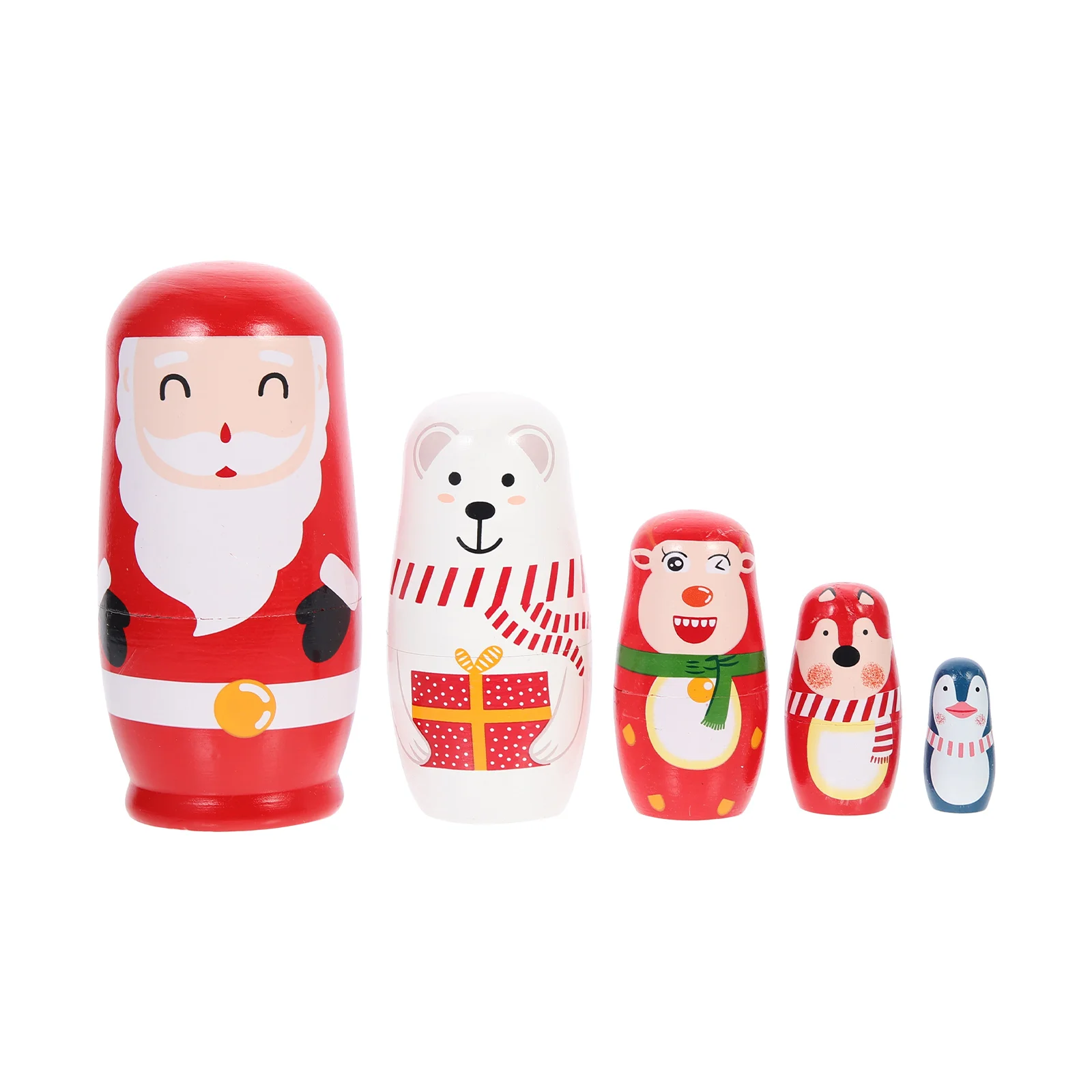 

Nestingwoodenchristmas Toy Wood Stacking Russian Santa Painted Babushkadecor Home Toys Kids Handicraftanimal Figurinefigures