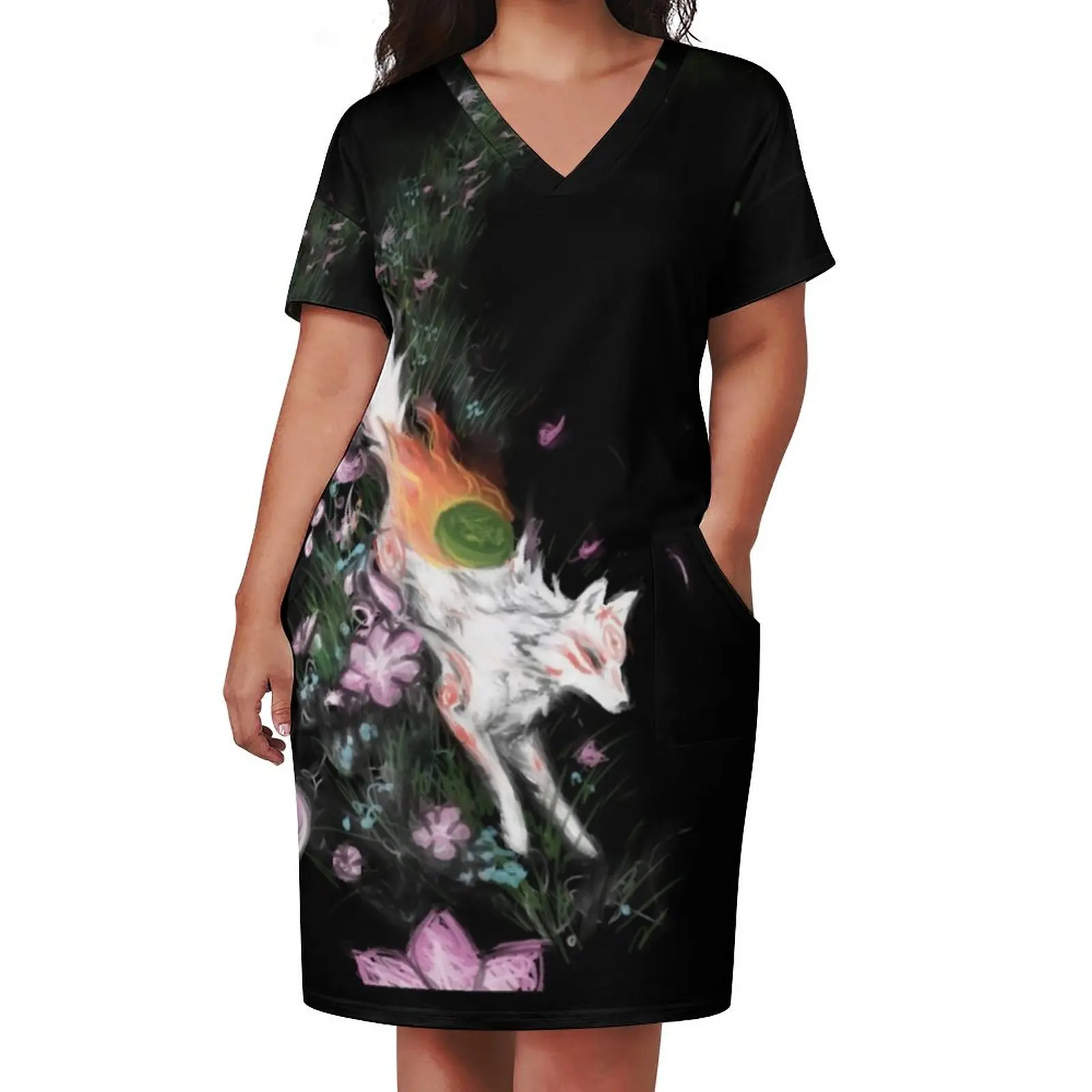 Okami Свободное платье с карманами праздничный наряд женский коктейль женские