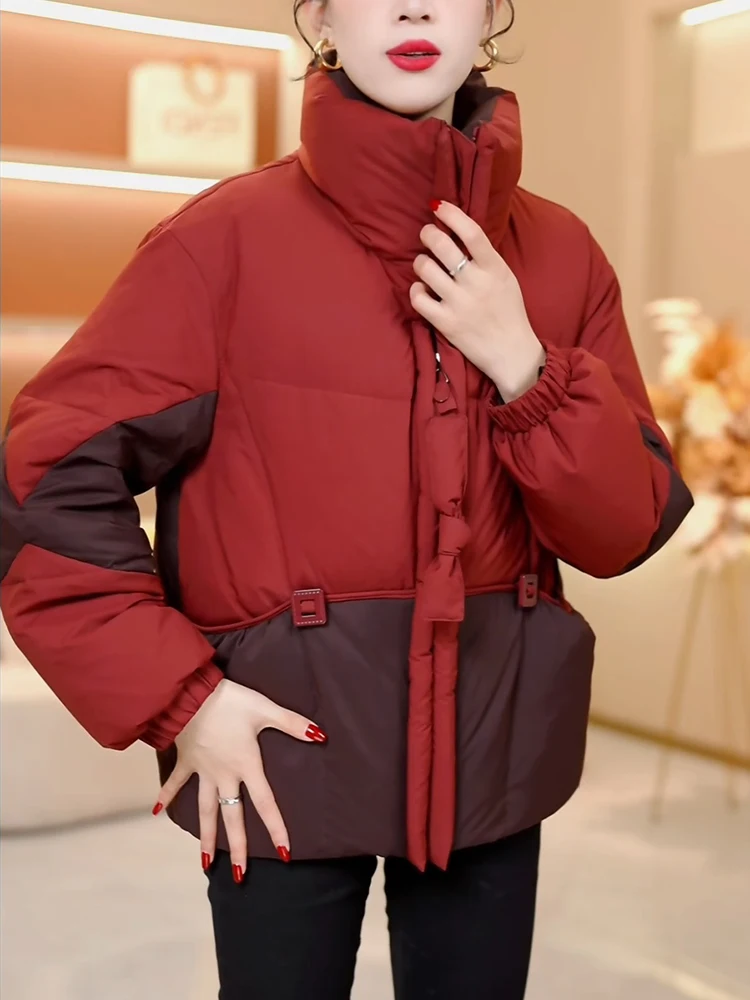 Высококачественная свободная теплая куртка с воротником-стойкой женская зимняя