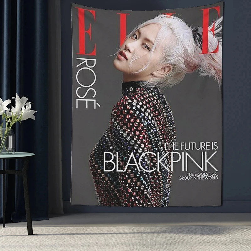 

Tapestries KPOP-BLACKPINK ROSE Living Room Decor Aesthetic Wall Tapestry Home and Decoration Art Mural Decors Kawaii Boho Cute