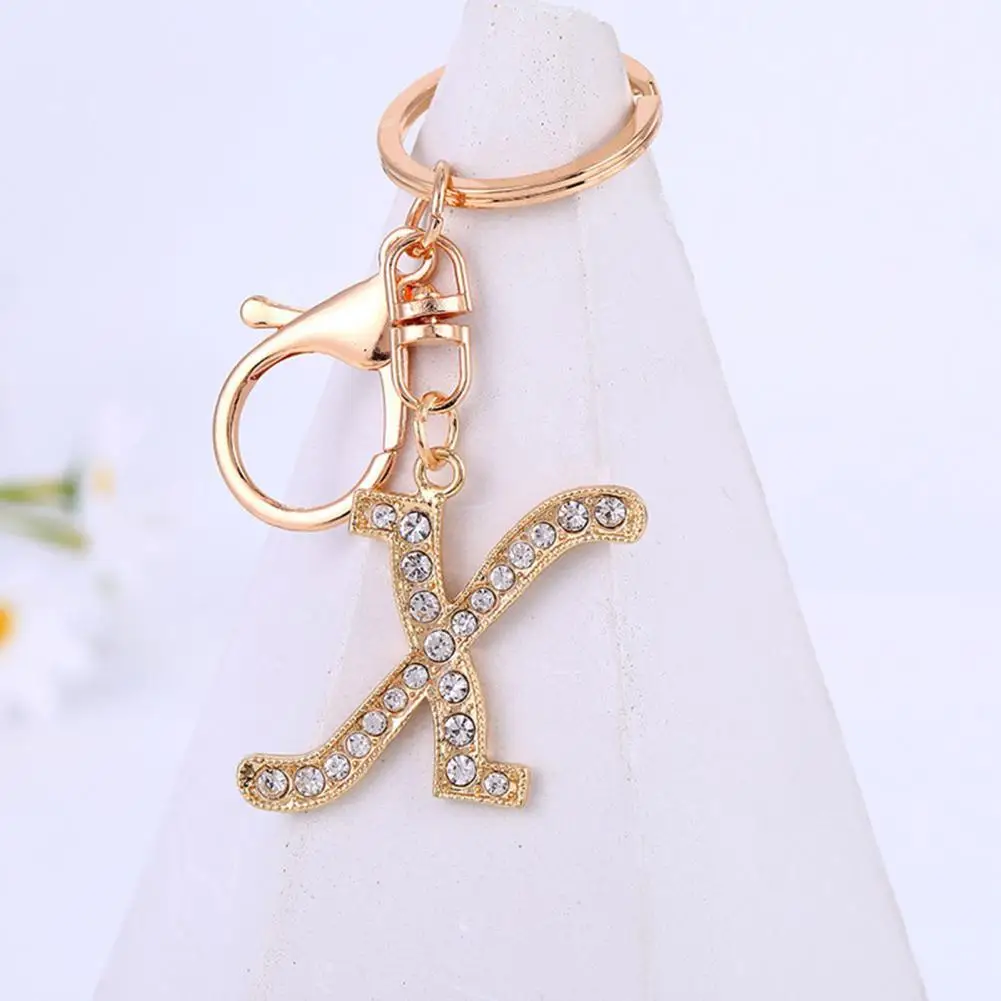

Цепочка для ключей 26 букв со стразами унисекс компактный долговечный брелок для ключей украшение сумки