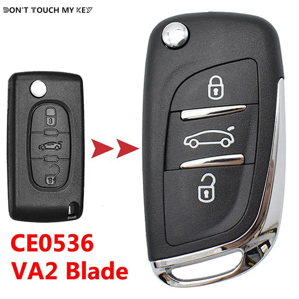 

3 Button Modified Flip Folding Remote Car Key Shell Case VA2 Blade CE0536 For Citroen C2 C3 C4 C8 Peugeot 308 207 307 3008 807