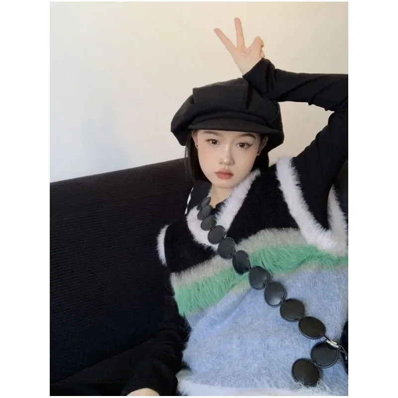 Женский свитер-жилет с V-образным вырезом Осень-зима