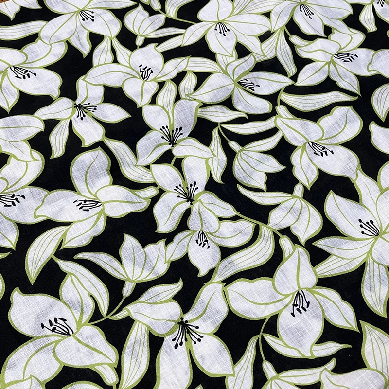 Европа и Америка праздничный стиль натуральная льняная ткань с принтом растений