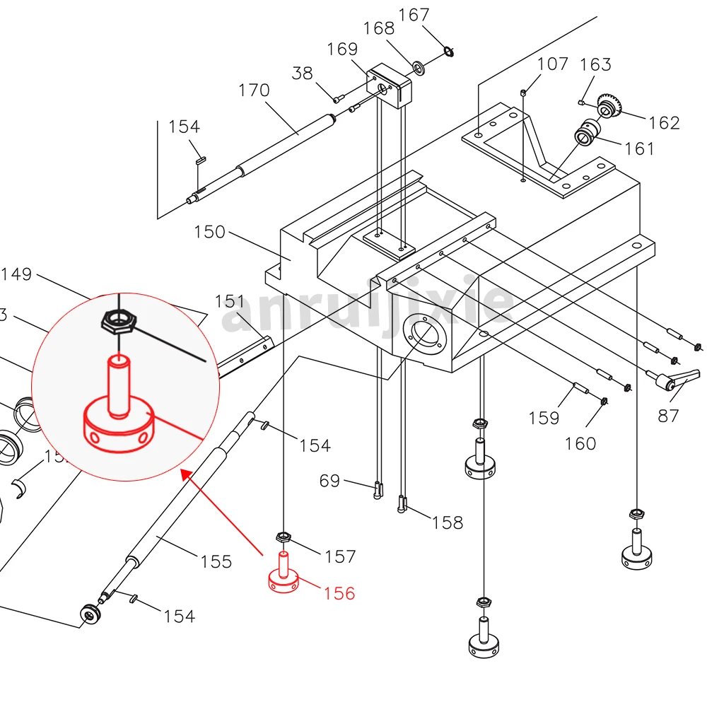 Регулируемая ножная измерительная резьба регулировочный болт SIEG SX3-156&ampJET