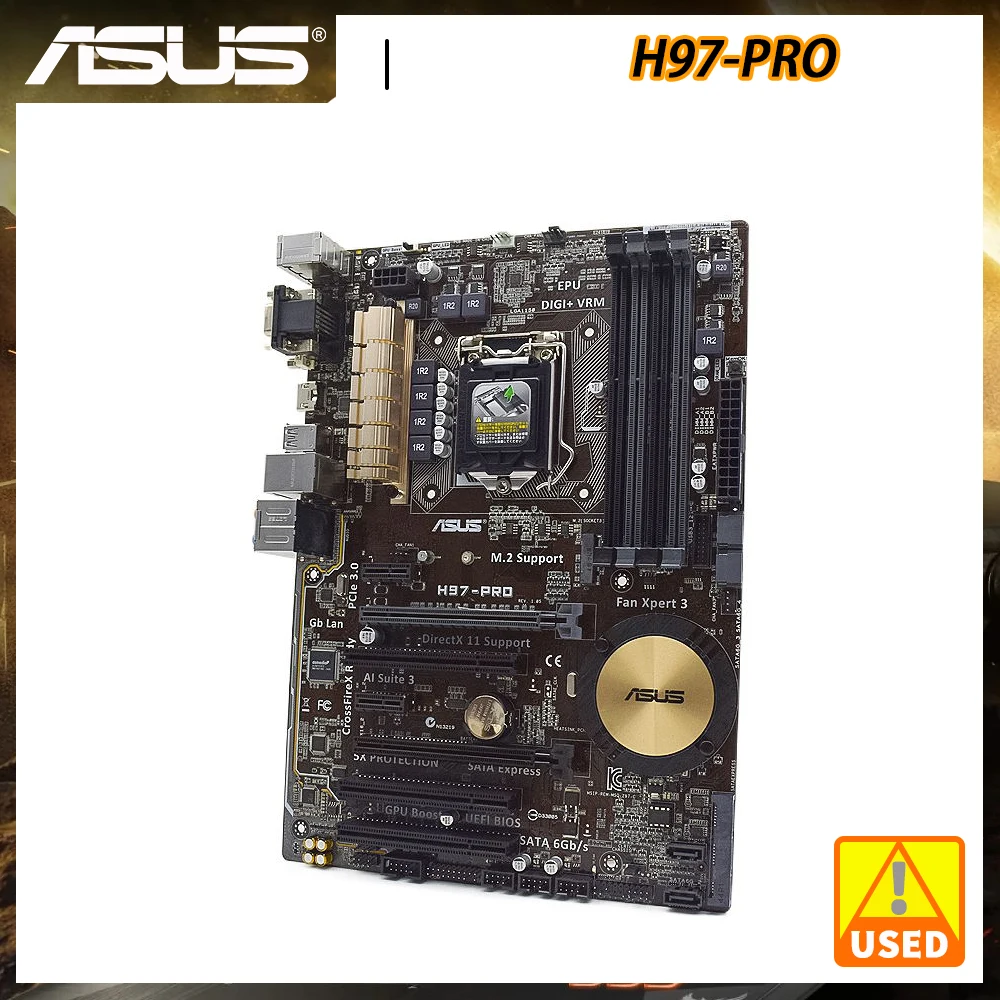 

ASUS H97-PRO Motherboard 1150 Motherboard DDR3 Support Xeon v3 Core i7 i5 i3 Cpus Intel H97 PCI-E 3.0 32GB ATX VGA DVI M.2 SATA3