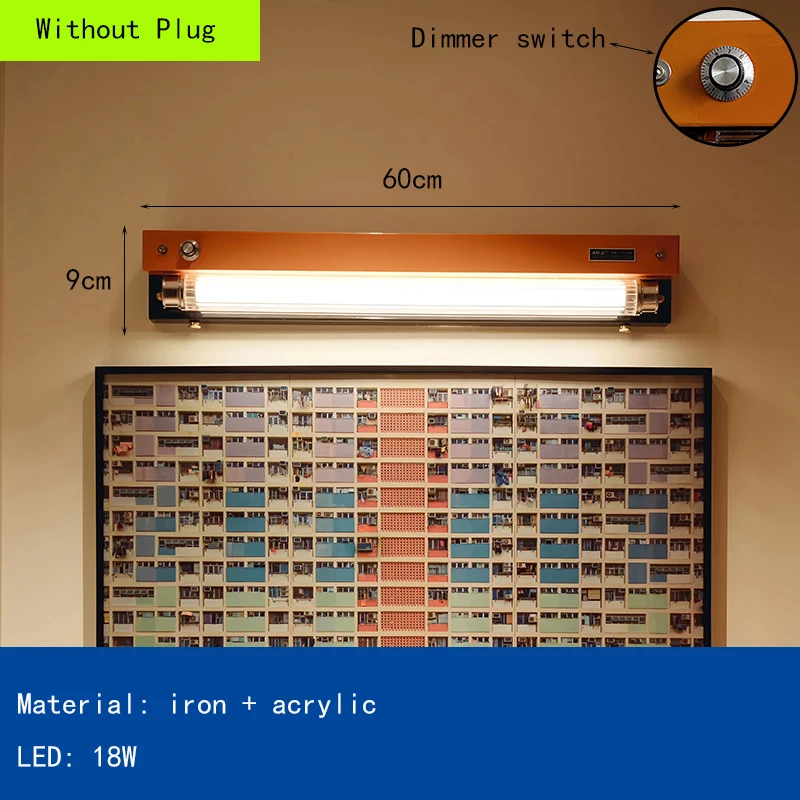 Художественный дизайн, светодиодный настенный светильник с затемнением, новый стиль, оранжевый, черный, металлический, прозрачный, акриловый, бра для спальни, салона, магазина